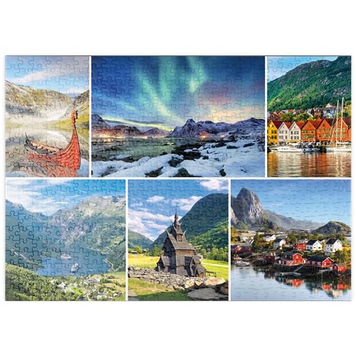 MyPuzzle Norwegen - Lofoten, Nordlichter und Geirangerfjord - Premium 500 Teile Puzzle - MyPuzzle Sonderkollektion von Starnberger Spiele von MyPuzzle.com