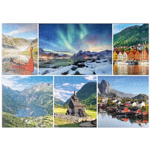 Norwegen - Lofoten, Nordlichter und Geirangerfjord - Premium 500 Teile Puzzle - MyPuzzle Sonderkollektion von Starnberger Spiele von MyPuzzle.com