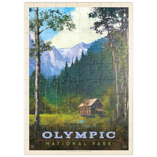 MyPuzzle Olympic National Park: Enchanted Valley Chalet, Vintage Poster - Premium 100 Teile Puzzle - MyPuzzle Sonderkollektion von Anderson Design Group von MyPuzzle.com