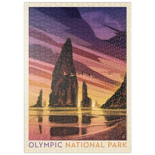 Olympic National Park: Pelikan-Sonnenuntergang, Vintage Poster - Premium 500 Teile Puzzle - MyPuzzle Sonderkollektion von Anderson Design Group von MyPuzzle.com