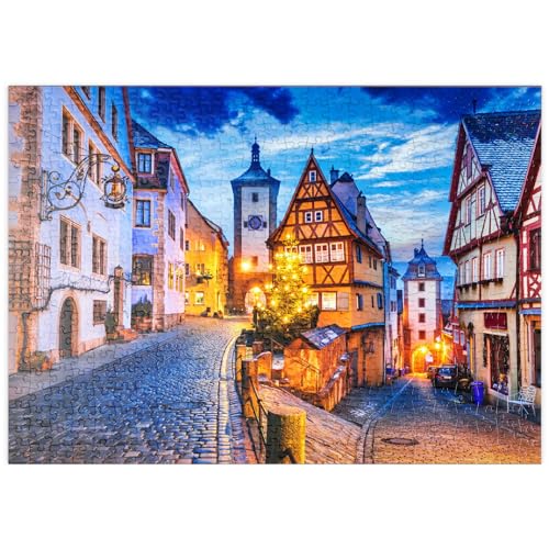 Rothenburg ob der Tauber bei Nacht, Romantische Straße in Bayern, Deutschland - Premium 500 Teile Puzzle - MyPuzzle Sonderkollektion von Puzzle Galaxy von MyPuzzle.com
