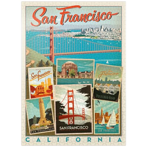 San Francisco Multi-Bild-Collage-Druck, Vintage-Poster, Premium 1000 Teile Puzzle für Erwachsene von MyPuzzle.com