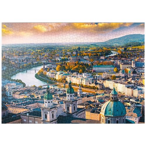 Schöner Panoramablick auf Salzburg mit Salzach in schönem goldenem Abendlicht - Premium 1000 Teile Puzzle - MyPuzzle Sonderkollektion von Puzzle Galaxy von MyPuzzle.com