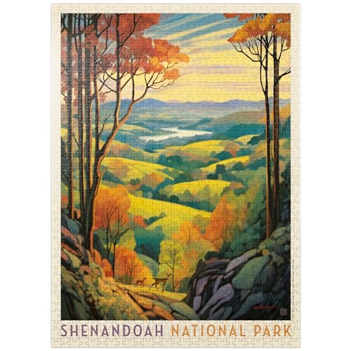 Shenandoah National Park: Rolling Hills, Vintage-Poster – Premium 1000 Teile Puzzle für Erwachsene von MyPuzzle.com