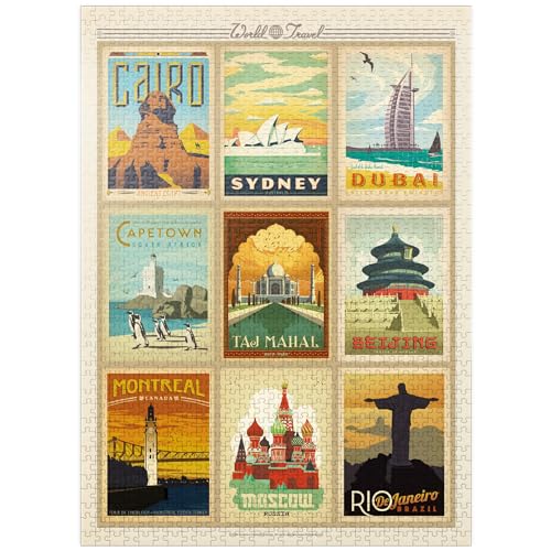 Weltreise - Multi-Bild-Druck - Edition 2, Vintage-Poster - Premium 1000 Teile Puzzle für Erwachsene von MyPuzzle.com