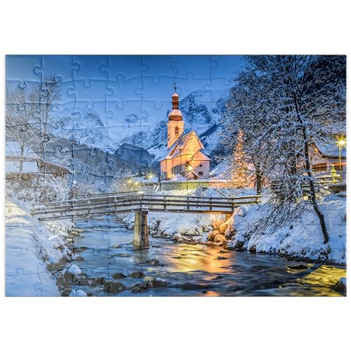 Winterlandschaft Berchtesgaden, Wallfahrtskirche Sankt Sebastian - Premium 100 Teile Puzzle - MyPuzzle Sonderkollektion von Puzzle Galaxy von MyPuzzle.com