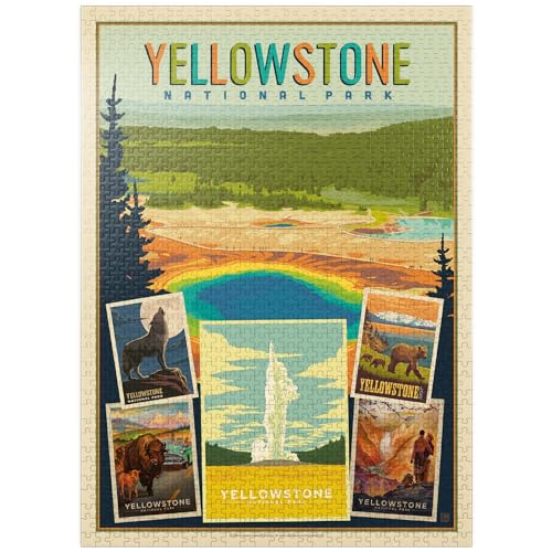 Yellowstone National Park Collage Print Vintage Poster Premium 1000 Teile Puzzle für Erwachsene von MyPuzzle.com