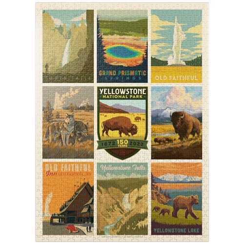 Yellowstone National Park Gedenkdruck zum 150. Jahrestag Gedenkdruck Vintage Poster Premium 1000 Teile Puzzle für Erwachsene von MyPuzzle.com