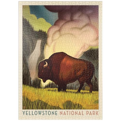 MyPuzzle Yellowstone National Park: Art Deco Bison, Vintage Poster - Premium 1000 Teile Puzzle - MyPuzzle Sonderkollektion von Anderson Design Group von MyPuzzle.com