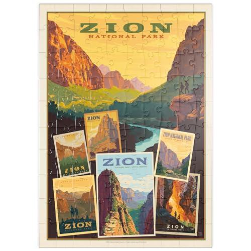 MyPuzzle Zion National Park: Collage Print, Vintage Poster - Premium 100 Teile Puzzle - MyPuzzle Sonderkollektion von Anderson Design Group von MyPuzzle.com