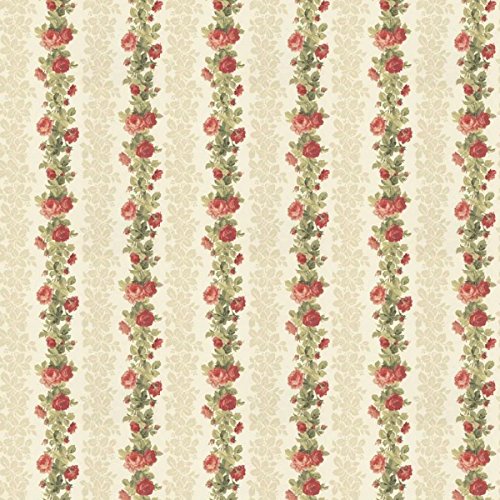 MyTinyWorld 5 Stück Puppenhaus rot Kletterrose Streifen Tapete Blätter von MyTinyWorld