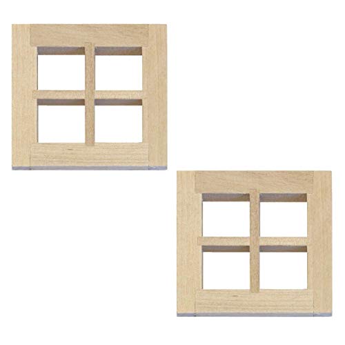 MyTinyWorld Paar Puppenhaus Miniatur Kleines Quadratisches 4 Ausschnitt Holz Fenster von MyTinyWorld