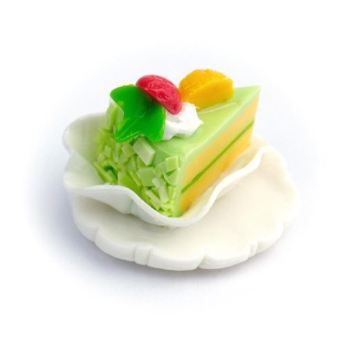 MyTinyWorld Puppenhaus Grün Glasur Einzelne Kuchen Scheiben auf Ton Platte MyTinyWorld Puppenhaus Grün Glasur Einzelne Kuchen Scheiben auf Ton Platte von MyTinyWorld