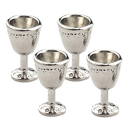 Mytinyworld Puppenhaus Miniatur 4er Set Silber Metall Tudor Kelchgläser von MyTinyWorld