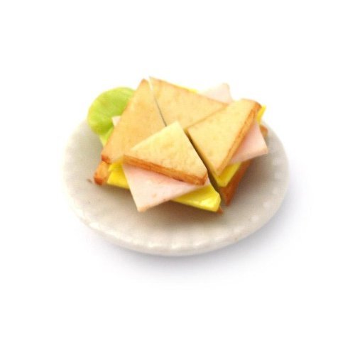 MyTinyWorld Puppenhaus Miniatur Cheddarkäse und Ham Sandwich Quarters von MyTinyWorld