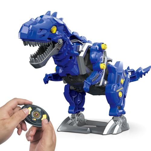Mycketop assembliertes RC Dinosaurier Spielzeug, Fernbedienung laufender Mecha Dinosaurier mit Sound, STEM DIY Tyrannosaurus Rex Kit, Coole Dino Spielzeug Geburtstagsgeschenk für T Rex Liebhaber von Mycketop