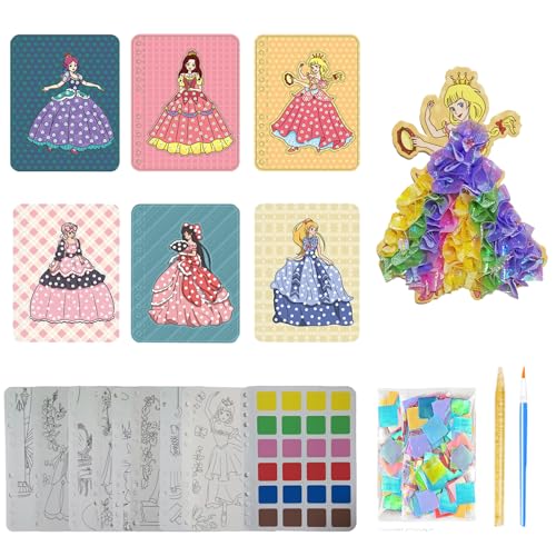 Handgefertigte Poke Art für Kinder, Handmalerei Für Kinder, DIY Poke Fun Kinder Malerei, 3 in 1 Prinzessin Dress-up Hand-Painted mit Aquarellmalerei, Aufkleber, Stifte, DIY-Bastelset von Myfiee