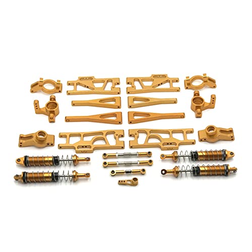 Myhoomowe Metall Upgrade Kits Lenkung Schale Naben TräGer Schwinge Arm für 1/10 104009 1/12 12402-A 12409 RC Autoteile,Gelb von Myhoomowe