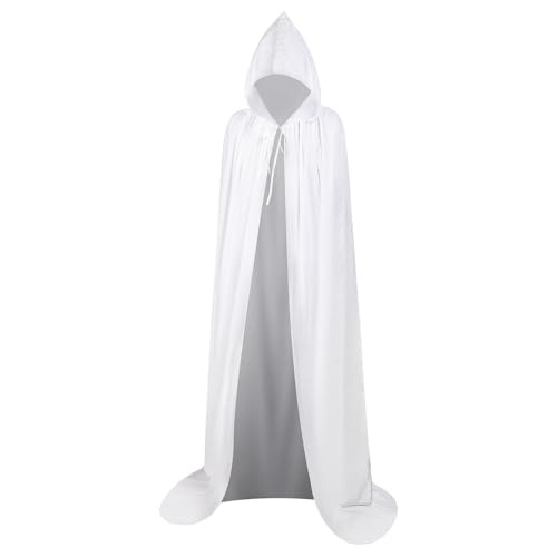 Myir JUN Halloween Umhang Unisex, Umhang mit Kapuze für Damen Herren Kinder Erwachsene Vampir Kostüm Jungen Halloween Kostüm (Weiß, XXL) von Myir JUN