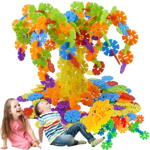 Myluatye Schneeflocken-Bausteine,Kinder-Bausteine,500 Stück Steckbausteine,Building Bricks Block,Vorschule Lernspielzeug,Bauklötze Spielzeug,Stecksteine zum Bauen,für 3 4 5 6 Jahren Jungen und Mädch von Myluatye