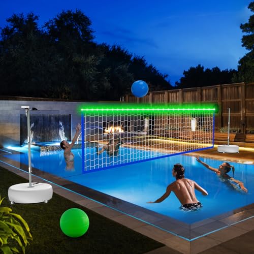 Pool-Volleyballnetz – tragbares Volleyballnetz-System für drinnen und draußen, mit 2 Wasser-Volleybällen und robuster Basis. Verstellbare Länge 4,5–7,6 m für Pickleball-Netz und Tennisnetz Pool-Volleyballnetz – tragbares Volleyballnetz-System für drinnen und draußen, mit 2 Wasser-Volleybällen und robuster Basis. Verstellbare Länge 4,5–7,6 m für Pickleball-Netz und Tennisnetz von Myodal