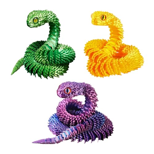 Myqiqi 3D gedruckte Schlangen3 Stücke, 3D gedruckte Fidget Spielzeug, 3D gedruckte Tiere 3D gedruckte Spielzeug für Haus und Büro Dekoration von Myqiqi