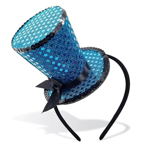 Mini-Zylinderhut, Stirnband, Pailletten, Teeparty, Kopfschmuck, Fascinator für Damen, 1920er Jahre, Gatsby, Party-Kostüm-Zubehör (blau) von Myqiqi