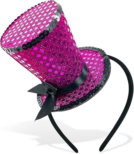Mini-Zylinderhut, Stirnband, Pailletten, Teeparty, Kopfschmuck, Fascinator für Damen, 1920er-Jahre, Gatsby-Party, Kostümzubehör (Rose) von Myqiqi