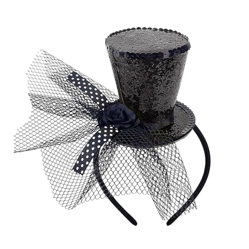 Mini Zylinderhut Stirnband mit Schleier, schwarzer Zylinderhut Fascinator Zirkus Kostüm für Frauen Festival Halloween Weihnachten Kopfbedeckung Karneval, Mottoparty, Abschlussball Mini Zylinderhut Stirnband mit Schleier, schwarzer Zylinderhut Fascinator Zirkus Kostüm für Frauen Festival Halloween Weihnachten Kopfbedeckung Karneval, Mottoparty, Abschlussball von Myqiqi