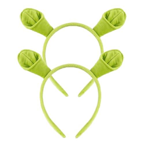 Myqiqi 2 x grüne Ohren-Haarbänder, grüne Monsterohren, Tierohren, Haarreif für Cosplay, Kostüm, Stirnband, Halloween, Weihnachtsfeier von Myqiqi