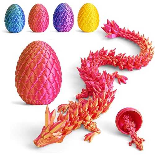 Myqiqi 3D-Gedruckter Drache im Ei, voll beweglicher Kristalldrache mit Drachenei, Heimdekoration & Stressabbau Geschenk für Kinder und Führungskräfte von Myqiqi