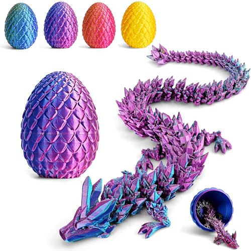 Myqiqi 3D-Gedruckter Drache im Ei, voll beweglicher Kristalldrache mit Drachenei, Heimdekoration & Stressabbau Geschenk für Kinder und Führungskräfte von Myqiqi