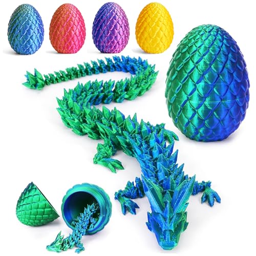 Myqiqi 3D-Gedruckter Drache im Ei, voll beweglicher Kristalldrache mit Drachenei, Heimdekoration & Stressabbau Geschenk für Kinder und Führungskräfte von Myqiqi