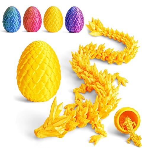 Myqiqi 3D-Gedruckter Drache im Ei, voll beweglicher Kristalldrache mit Drachenei, Heimdekoration & Stressabbau Geschenk für Kinder und Führungskräfte von Myqiqi
