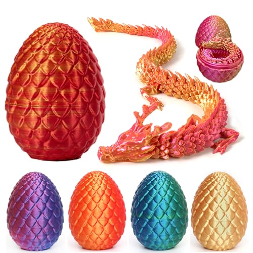 Myqiqi 3D-Gedruckter Drache im Ei - Flexibler, beweglicher Kristalldrache für Haus und Büro, Schreibtischdekoration von Myqiqi