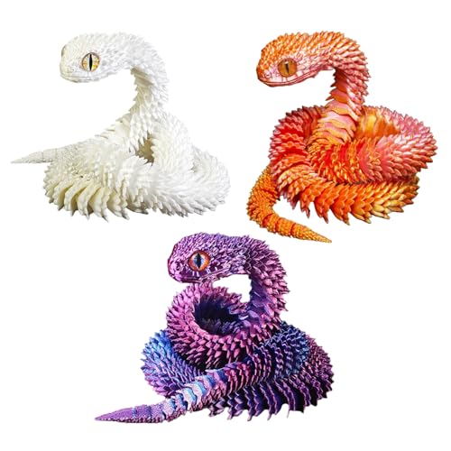 Myqiqi 3D gedruckte Tiere Schlange Set von 3, 3D gedruckte Fidget Spielzeug, 3D gedruckte Tiere 3D gedruckte Spielzeug für Haus und Büro Dekoration von Myqiqi