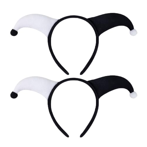 Myqiqi Clown Haarreif, Schwarz Weiß Clown Kostüm Zubehör Teufel Stirnband Kopfbedeckung für Halloween Cosplay Karneval Zirkus Kostüm Requisiten 2 Packungen von Myqiqi