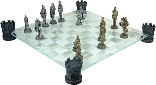 Schachspiel Ritter mit Glasbrett - Mittelalter Schach von MystiCalls