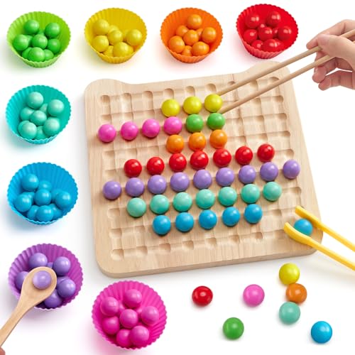 Montessori Spielzeug ab 3 Jahre, Kinderspiele Sortierspiel ab 2 Jahre, Feinmotorik Farben Sortieren, Holz Clip Regenbogen Puzzle, Vorschule Mathe Lernspielzeug Geschenk für 3 4 5 6 Jahre Kinder Montessori Spielzeug ab 3 Jahre, Kinderspiele Sortierspiel ab 2 Jahre, Feinmotorik Farben Sortieren, Holz Clip Regenbogen Puzzle, Vorschule Mathe Lernspielzeug Geschenk für 3 4 5 6 Jahre Kinder von Mystooy