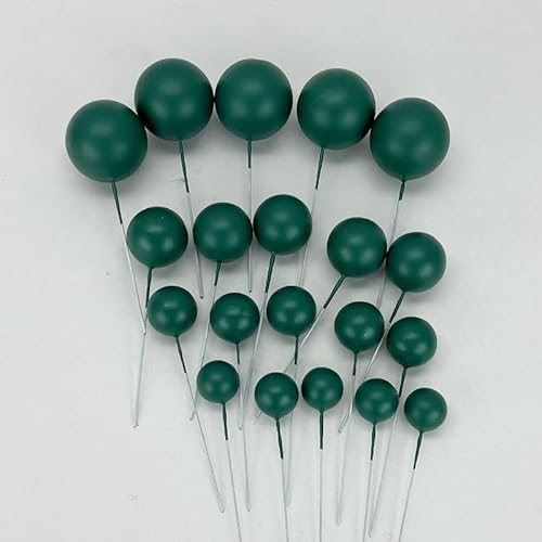 Tortendeko Kugeln | Mini Bälle Tortendeko Ballon | Kuchen Ball Topper | Deko Schaum Ball | Bälle Cake Topper 20 stück (Dunkelgrün) von Mytortenland