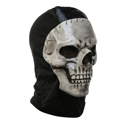 Halloween Maske Gruselige Vollkopf Schädel Masken mit beweglichen Kiefer Realistische Latex Skelett Requisiten Cosplay Party Kostüm von Myuilor