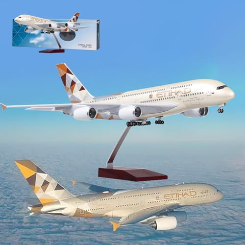 18,3-Zoll-Modellflugzeug Etihad B787 Im Maßstab 1:130, Modellflugzeug, Sammlerstück, Kunstharz Mit Rädern, Druckguss, for Sammeln, Geschenk, Ornament (Size : B787) von MzEer