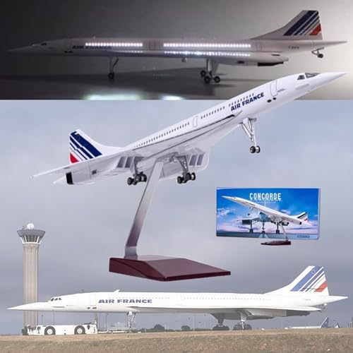 19,7" 1:125 Air France Concorde Modell Jet Passagierflugzeug Modell Vorgefertigtes Flugzeugmodell Druckguss-Metallsimulation Luftfahrtsammlung Geschenk (Size : LED Air France) von MzEer