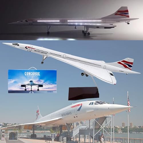 19,7" 1:125 Air France Concorde Modell Jet Passagierflugzeug Modell Vorgefertigtes Flugzeugmodell Druckguss-Metallsimulation Luftfahrtsammlung Geschenk (Size : LED British Airways) von MzEer