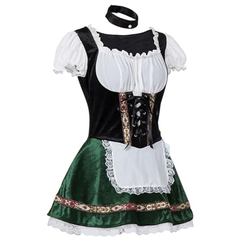 Mzshne Deutsches Oktoberfest-Kostüm für Damen Schulterfreie deutsche Dirndlkleider für Halloween-Party-Cosplay von Mzshne