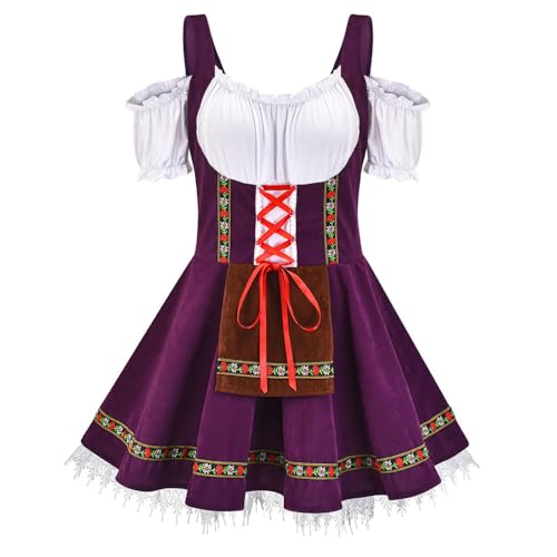 Mzshne Deutsches Oktoberfest-Kostüm für Damen Schulterfreie deutsche Dirndlkleider für Halloween-Party-Cosplay von Mzshne