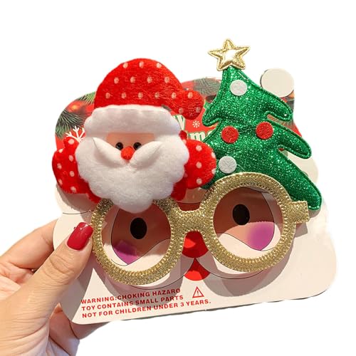 Mzshne Lustige Weihnachtsbrille Weihnachtsmann-Glocken-Schneemann-Brillengestell für Kinder-Erwachsene-Weihnachtsfeier von Mzshne