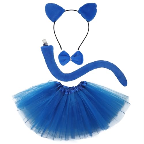 Mzztino Blaues süßes Katzenkostüm für Erwachsene, mit Katzenohren, Stirnband, Nase, Fliege, Tutu, Rock und Schwanz für Halloween, Cosplay, schwarz, weiß, S Mzztino Blaues süßes Katzenkostüm für Erwachsene, mit Katzenohren, Stirnband, Nase, Fliege, Tutu, Rock und Schwanz für Halloween, Cosplay, schwarz, weiß, S von Mzztino