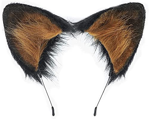 Furry Rabbit Cat Ear Headband Dog Faux Fur Headband Cosplay Bunny Ostern Wolf Fuchs Kopfbedeckung Halloween Tier Accessoire für Frauen (Dmqe-zh) von N/A/A