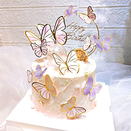 Ahaimy 42 Stück Schmetterlinge Torten Deko, Schmetterling Kuchen Cupcake Toppers, Schmetterlinge Kuchen Deko, Dreidimensional Schmetterlinge Deko Geburtstag Mädchen Geburtstagsfeier Dekoration von N\A